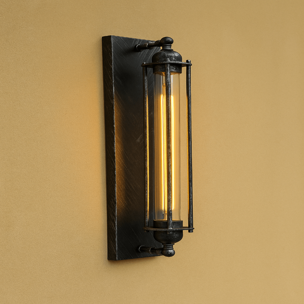 Vintage Tube Wall Light with Vertical Cage Design