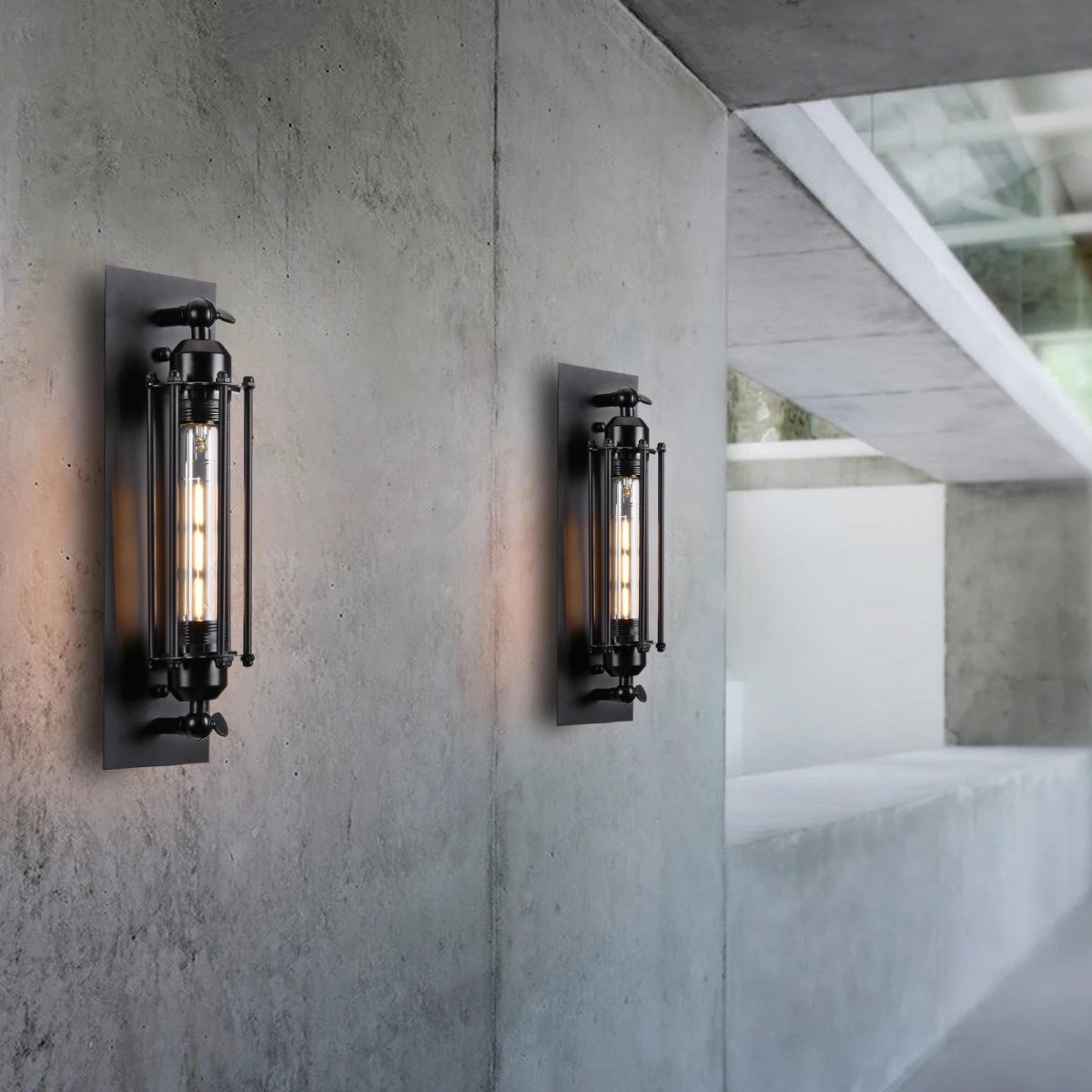 Vintage Tube Wall Light with Vertical Cage Design