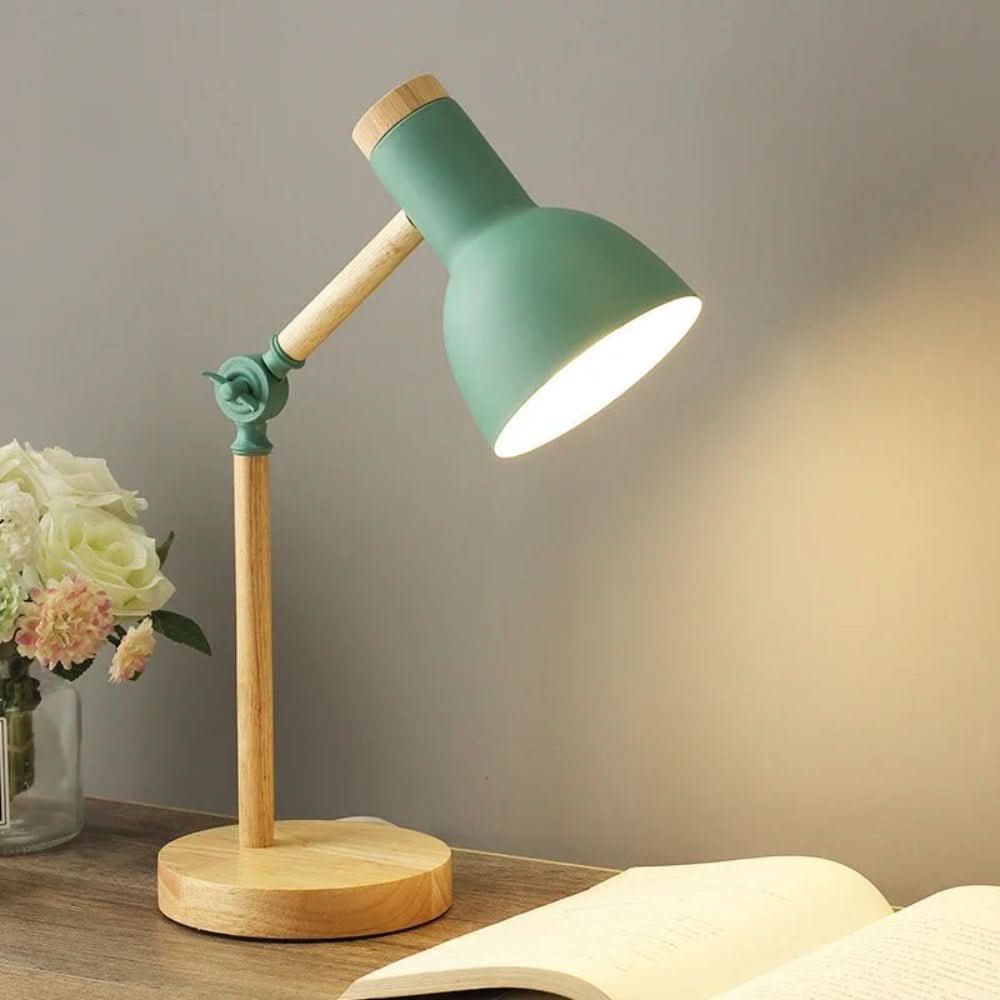 Adjustable Desk Lamp with Wooden Stand