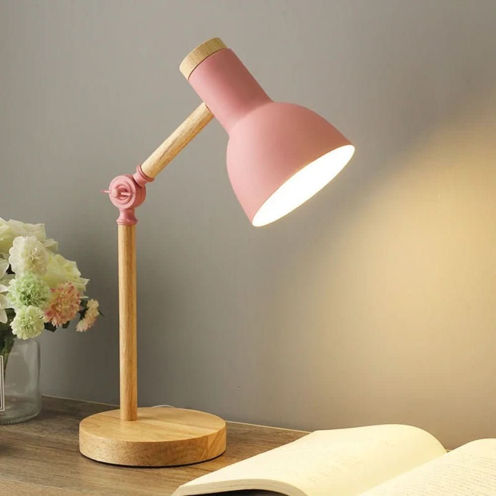 Adjustable Desk Lamp with Wooden Stand