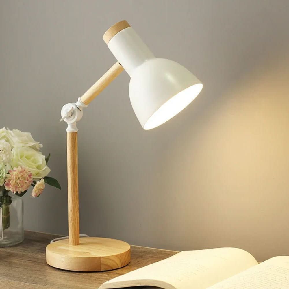 Adjustable Desk Lamp with Wooden Stand