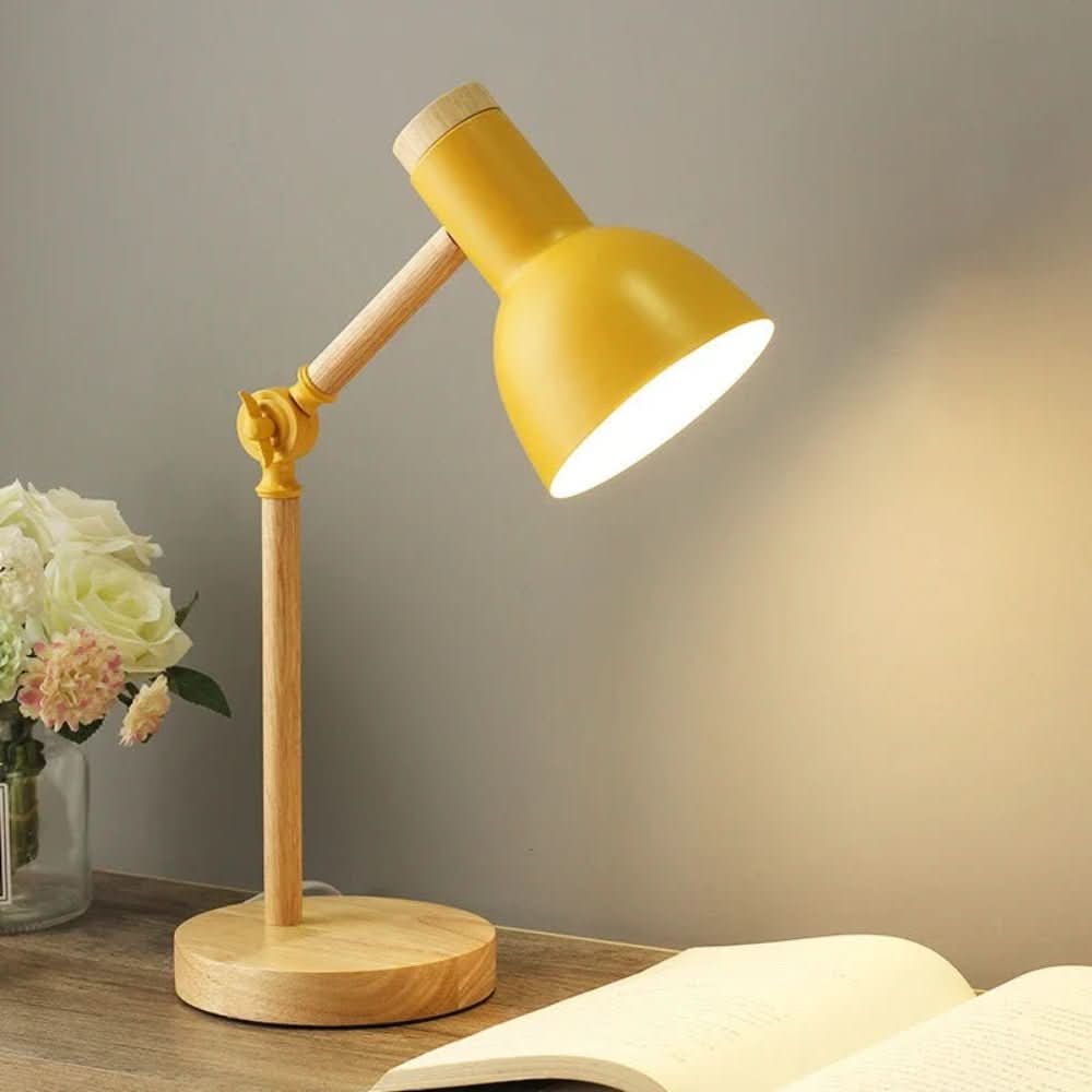 Adjustable Desk Lamp with Wooden Stand
