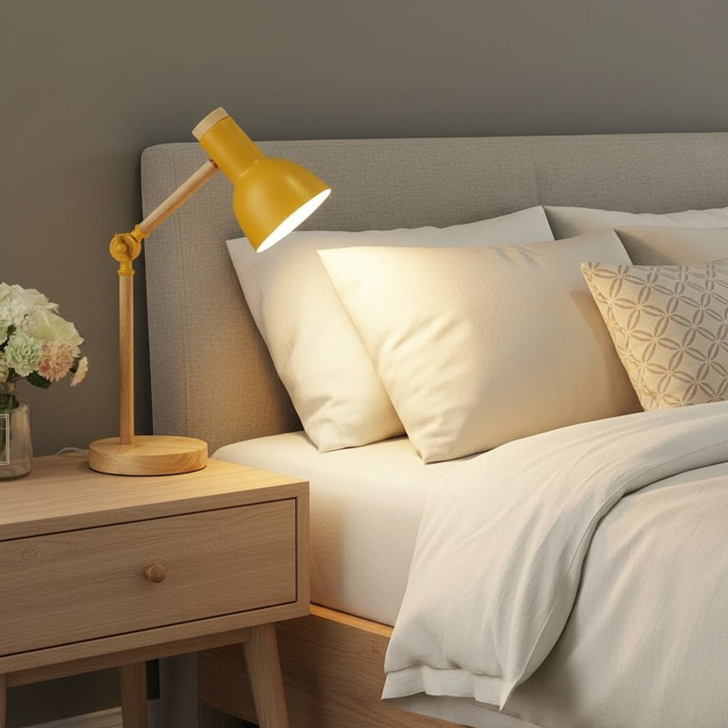 Adjustable Desk Lamp with Wooden Stand