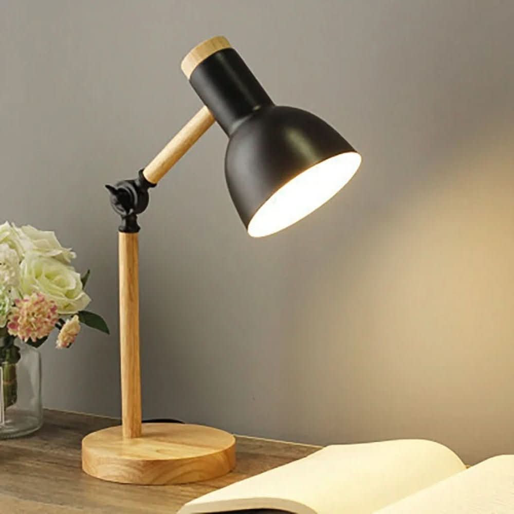 Adjustable Desk Lamp with Wooden Stand