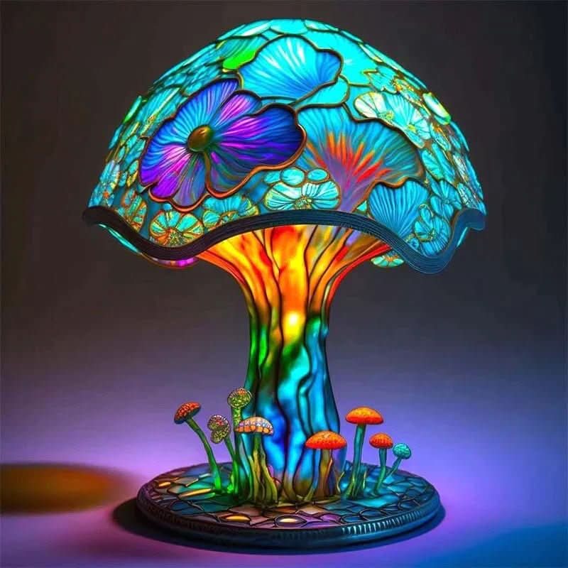 Decorative Mushroom Lamp with Flower Pattern