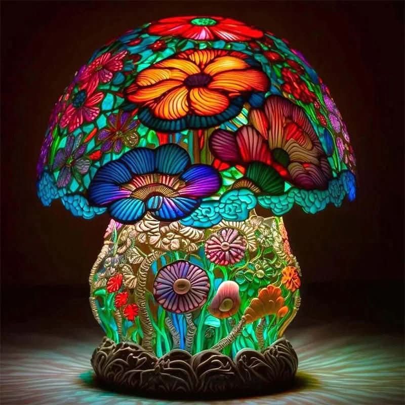 Decorative Mushroom Lamp with Flower Pattern