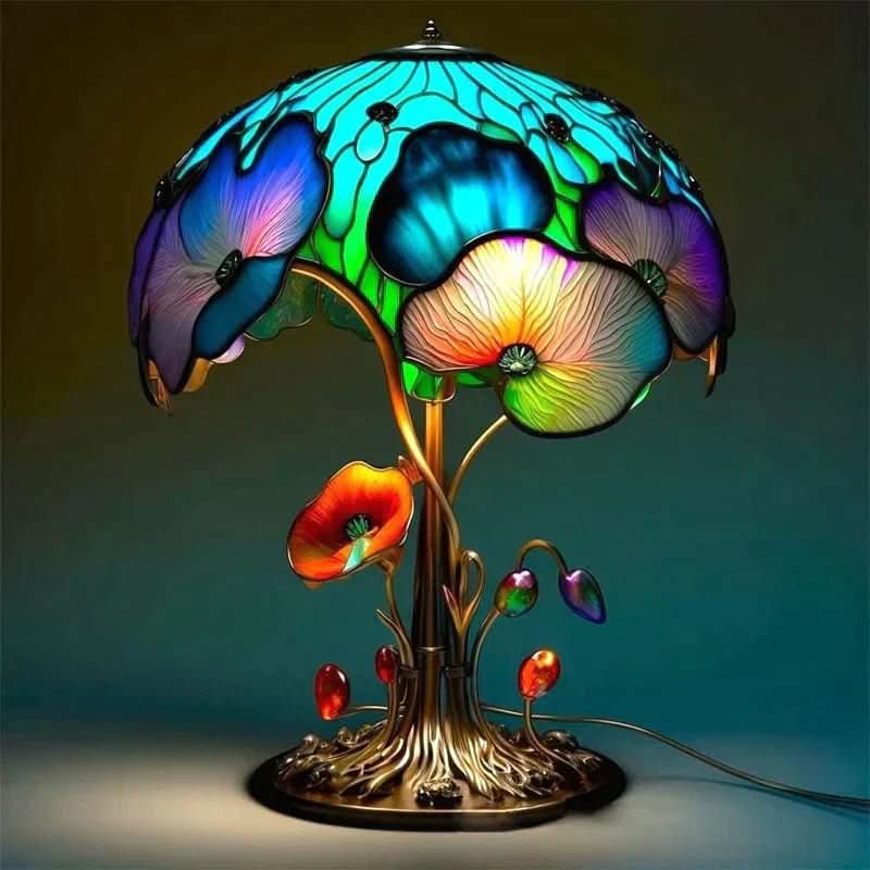Decorative Mushroom Lamp with Flower Pattern