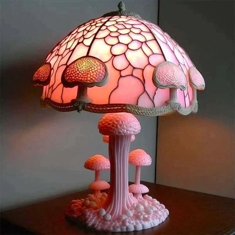 Decorative Mushroom Lamp with Flower Pattern