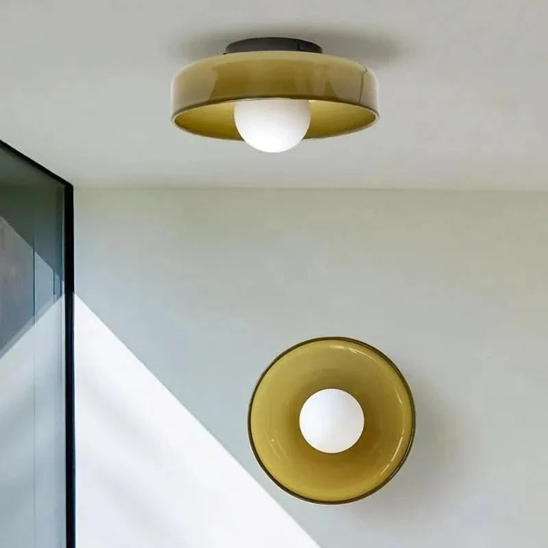 Modern Flush Mount Ceiling Light with Wide Dome Shade