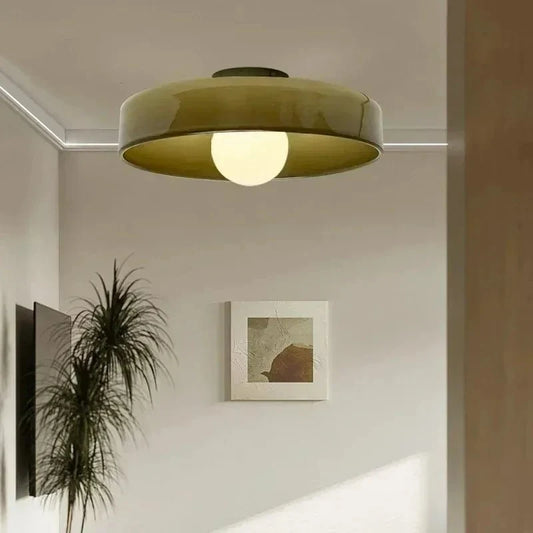 Modern Flush Mount Ceiling Light with Wide Dome Shade