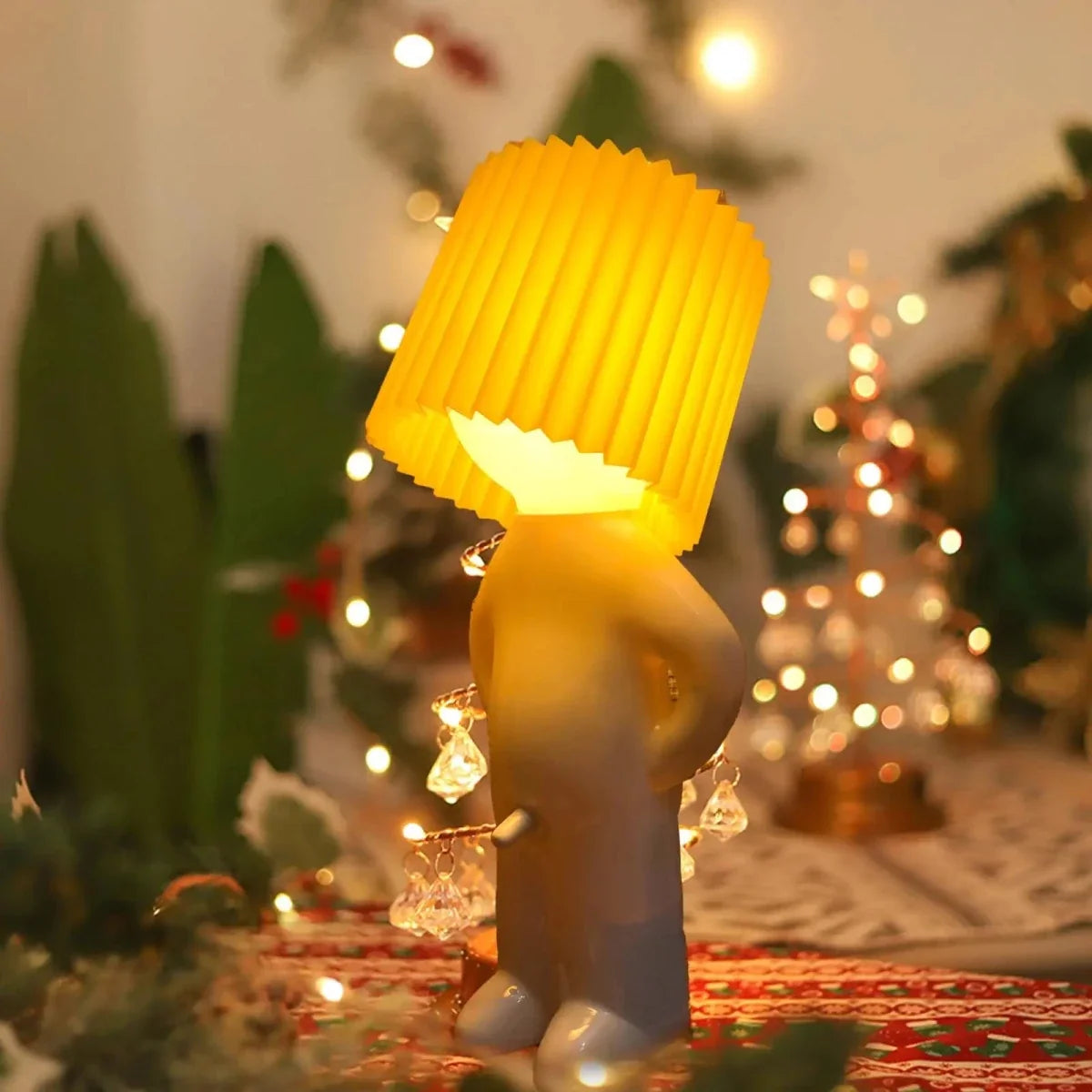 Character LED Table Lamp with Pleated Shade