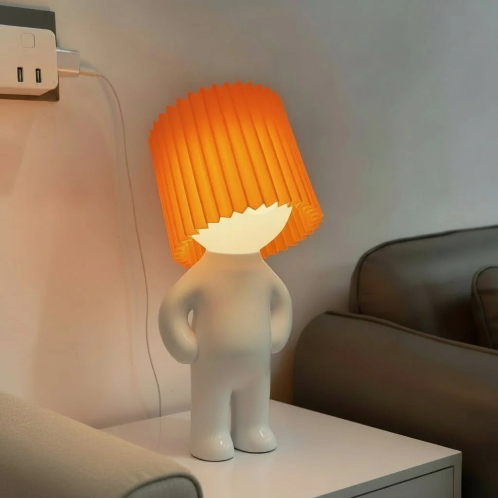 Character LED Table Lamp with Pleated Shade
