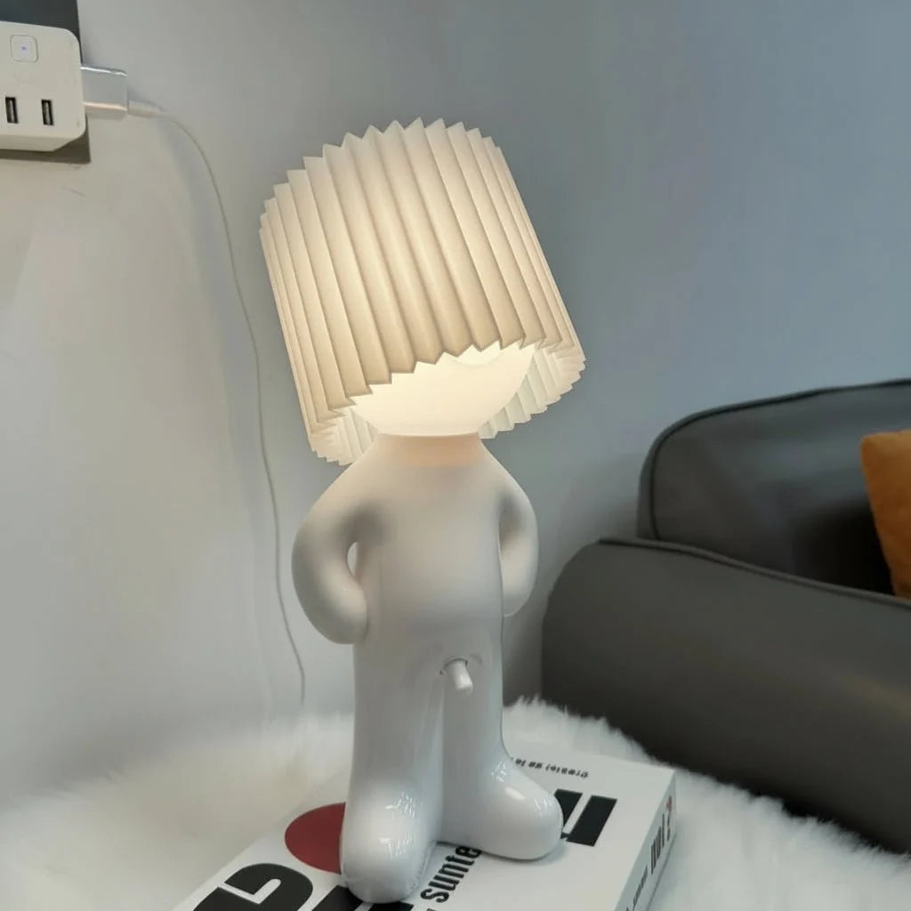Character LED Table Lamp with Pleated Shade