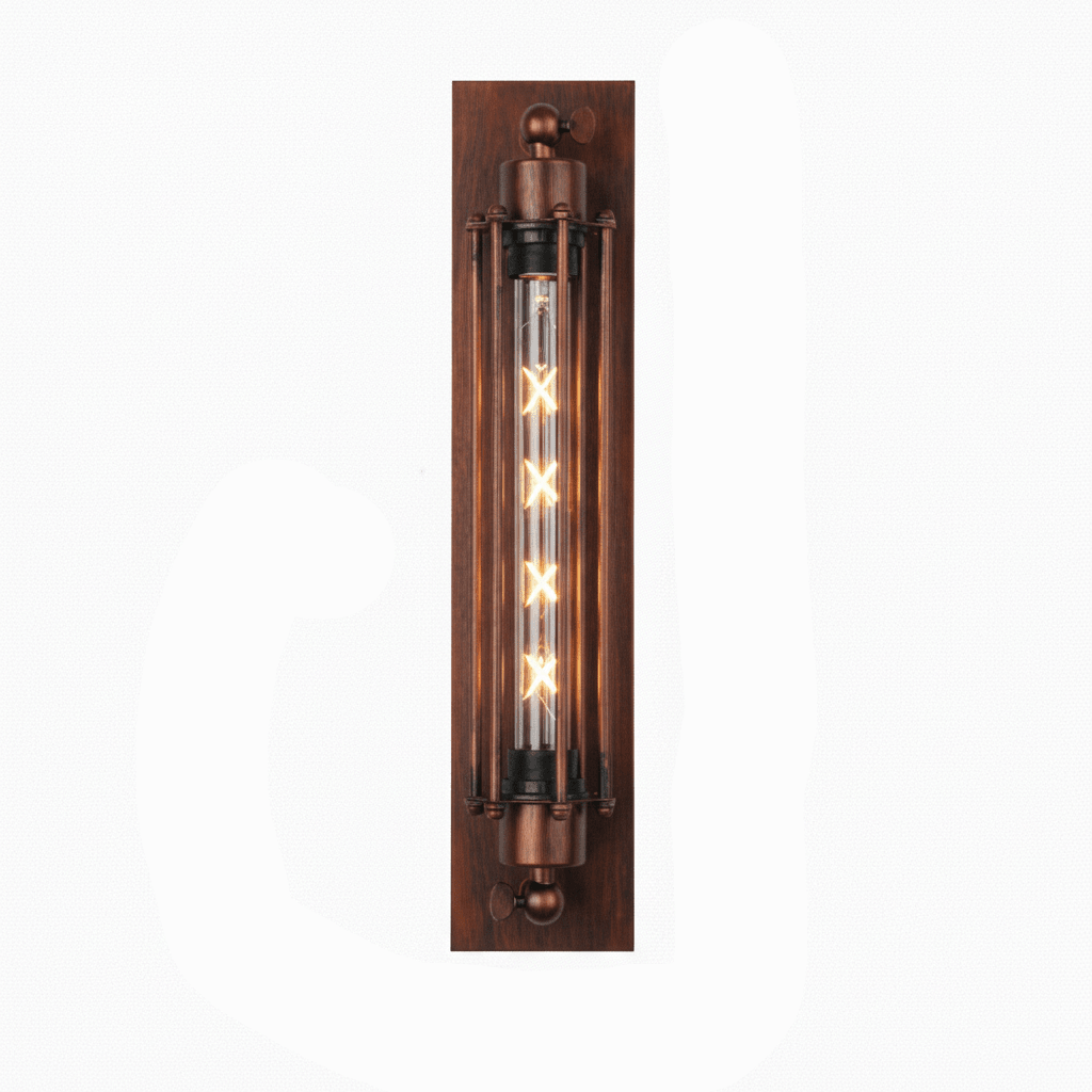 Vintage Tube Wall Light with Vertical Cage Design