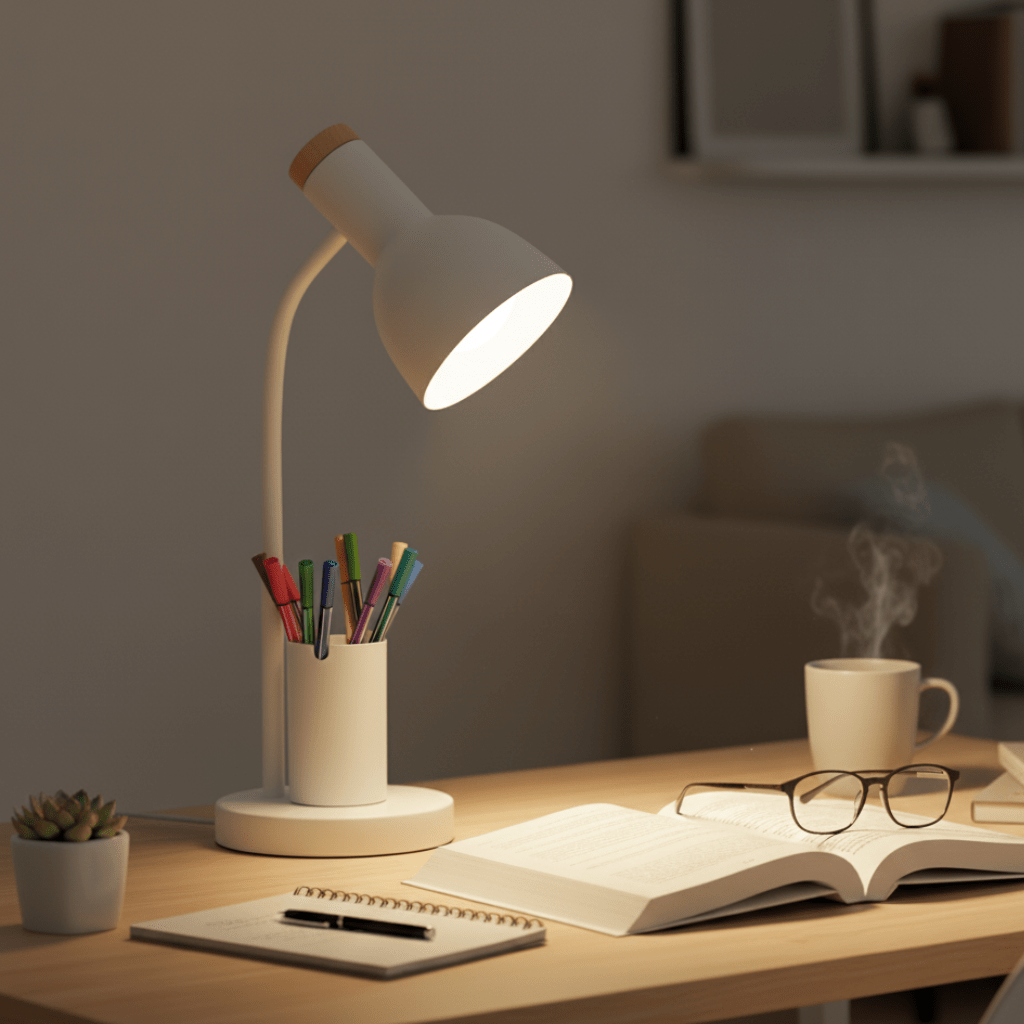 Adjustable Desk Lamp with Pen Holder